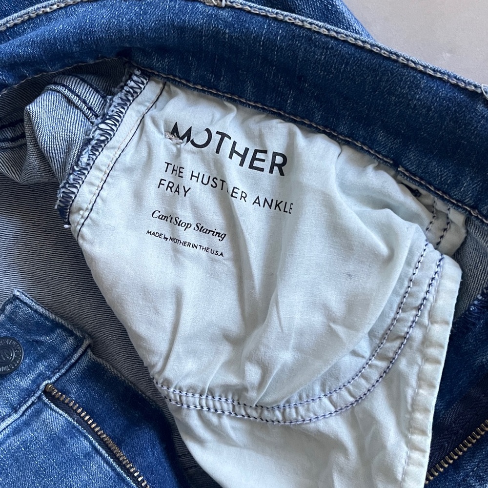 Mother The Hustler Ankle Fray Blue Jeans Size 32 - Picture 3 of 10